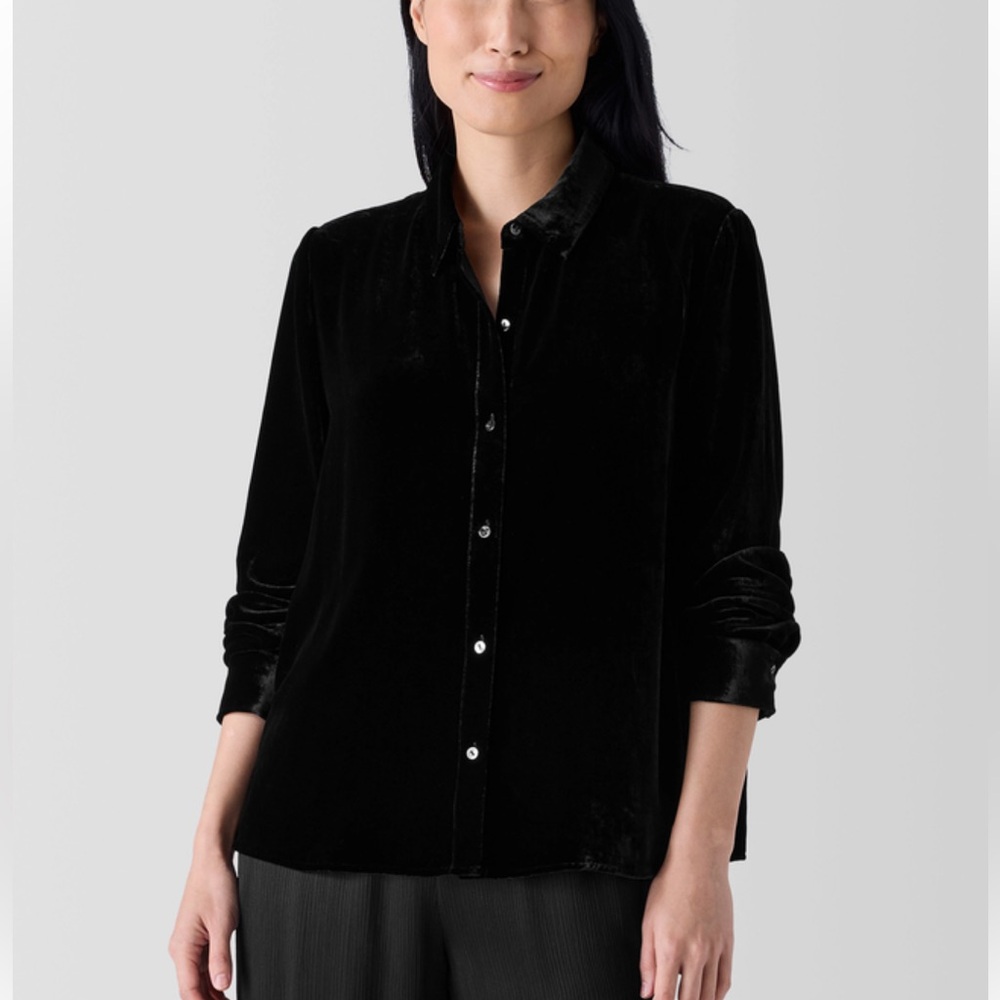 Eileen Fisher Velvet Classic Collar Button Down Shirt